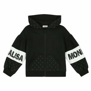 MonnaLisa Black Hoodie with White Sleeve Panels and Stud Accent